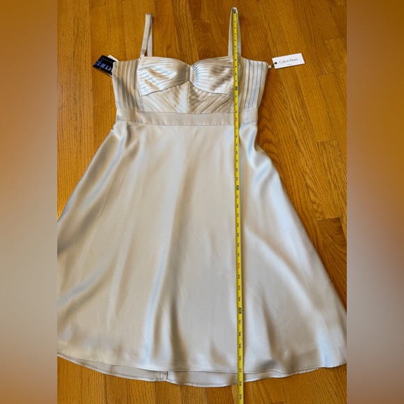 NEW* Calvin Klein Collection Evening Cocktail Dress Silky Fit & Flare Stone 14 - Picture 15 of 16